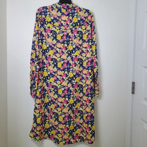 Modcloth Floral Groovy Meets Country Western Pearl Snap Shirt Dress Size‎ Large - Picture 15 of 16